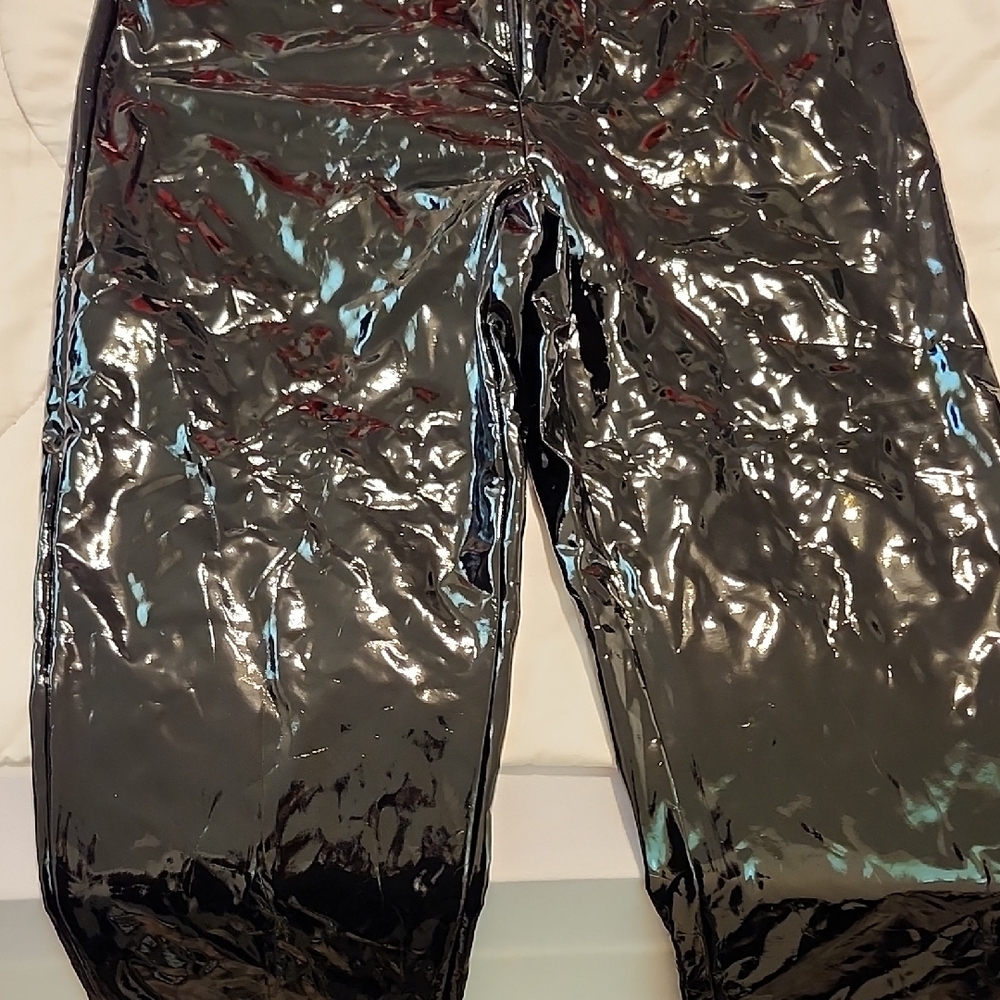 Shiny Black Straight Leg Pants